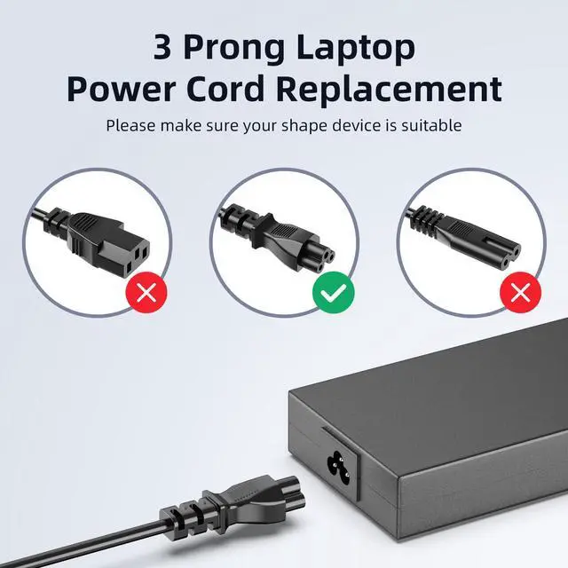 Alt view image 4 of 7 - 6ft AC Power Cord Compatible with LG TV Epson EcoTank Printer, 3 Prong Mickey Mouse Power Cable Replacement for HP Dell Lenovo Laptop Charger Adapter, 18AWG NEMA 5-15P to IEC C5