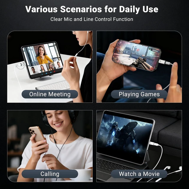 Alt view image 4 of 7 - Type-C to Lightning Audio Adapter for iPhone 15-17, White Keep using MFi Lightning earphones on USB-C devices. Audio & mic only. No charging/data. For iPhone 15/16/17, iPad Pro, Mac