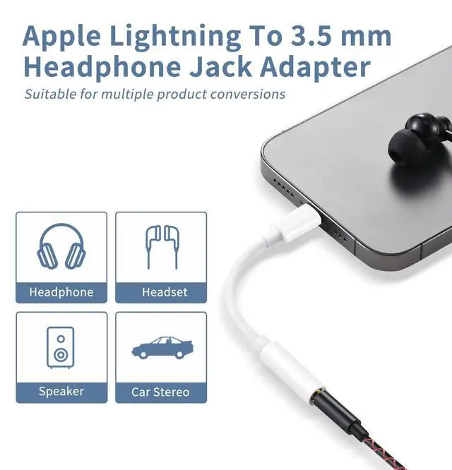 Alt view image 2 of 7 - Lighning to 3.5mm Headphone Jack Adapter - Audio Adapter for iPhone, 2 Pack | Earphone Aux Converter Dongle Audio Cable Compatible with iPhone 14 Pro Max/14 13 12 11 X XS 8 7 Apple MFi Certified