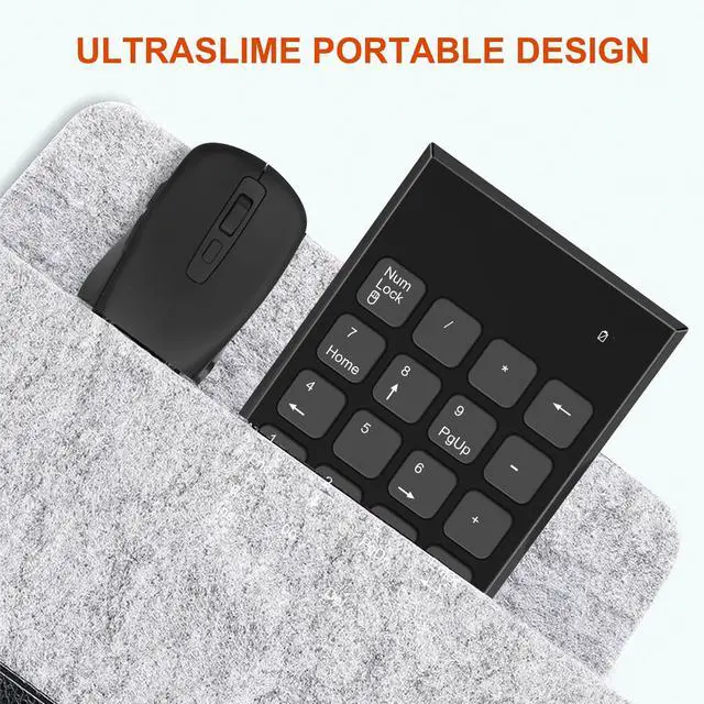 Alt view image 6 of 6 - Wireless Number Pad and Mouse, 19 Keys Portable Ultra Slim 2.4GHz 10 Key USB Keypad and 3 Adjustable DPI Silent Mouse Set for Laptop, Notebook, Desktop, PC Computer - Use One USB Receiver