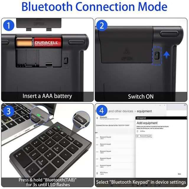 Alt view image 5 of 7 - Bluetooth Number Pad, Wireless Numeric Keypad with 22 Keys - Portable Numpad for Laptop/Desktop/MacBook/Surface Pro/Windows/Android/iOS - Quiet Keys 33ft Range & Ergonomic Design