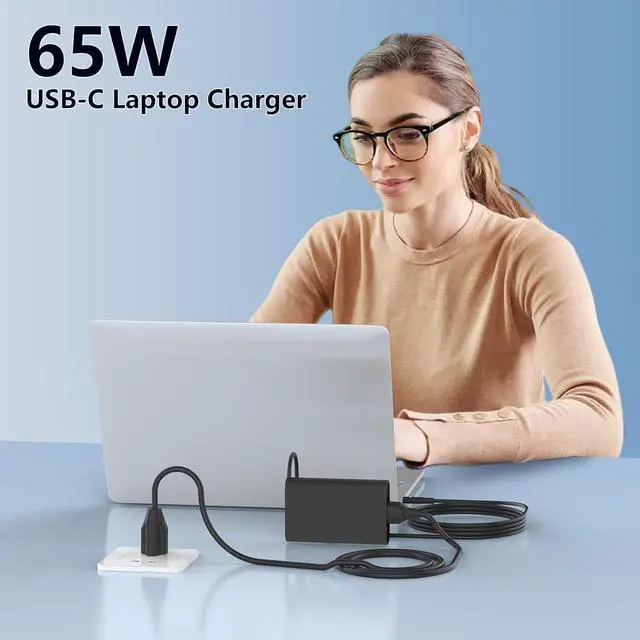 Alt view image 6 of 7 - 65W 60W 45W USB C Laptop Charger Compatible with Dell Latitude 7420 5420 5520 5450 5530 5540 5430 7350 7390 5440 5290 7440 7400 XPS 13 7390 9300 ChromeBook 3100 AC Adapter Type-C Power Cord