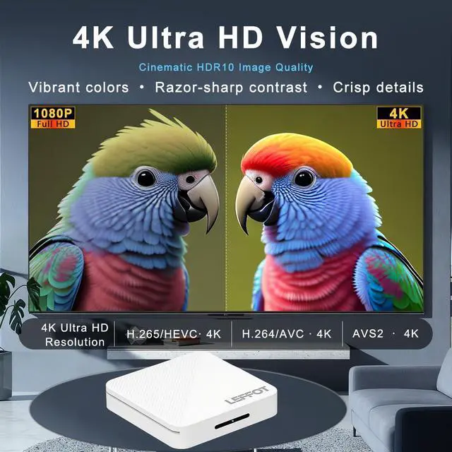 Alt view image 3 of 7 - Android 14.0 TV Box 2026, 2GB RAM + 16GB ROM, H313 4K Ultra HD Streaming Device for TV, Support Voice Remote, 2.4G & 5G WiFi 6, BT 5.4, 100M Ethernet, USB 3.0, RK3518 Quad-Core A53
