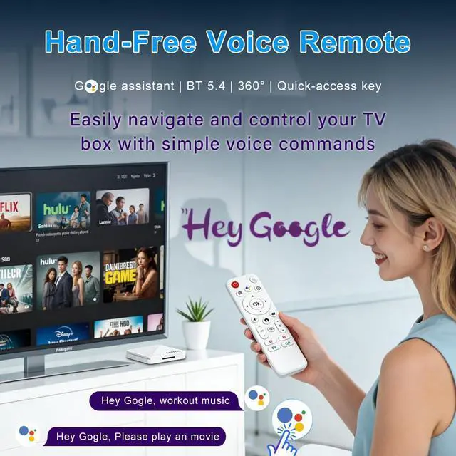 Alt view image 6 of 7 - Android 14.0 TV Box 2026, 2GB RAM + 16GB ROM, H313 4K Ultra HD Streaming Device for TV, Support Voice Remote, 2.4G & 5G WiFi 6, BT 5.4, 100M Ethernet, USB 3.0, RK3518 Quad-Core A53