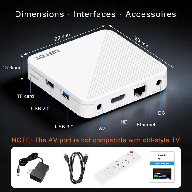 Alt view image 7 of 7 - Android 14.0 TV Box 2026, 2GB RAM + 16GB ROM, H313 4K Ultra HD Streaming Device for TV, Support Voice Remote, 2.4G & 5G WiFi 6, BT 5.4, 100M Ethernet, USB 3.0, RK3518 Quad-Core A53