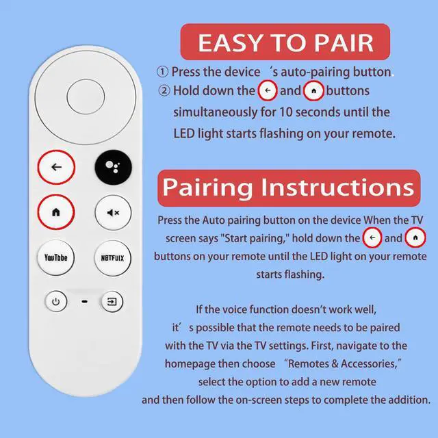 Alt view image 2 of 6 - G9N9N New Replacement Voice Remote Control Compatible with Google Chromecast TV (1st Gen), GA01920-US, GA01409-US GA01919-US, GA01923-US, GA02463-US (Only Compatible with Google Chromecast Snow)