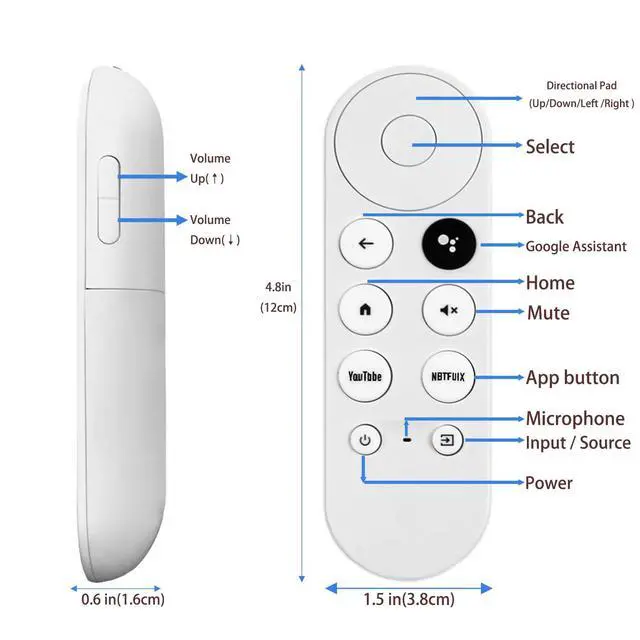 Alt view image 3 of 6 - G9N9N New Replacement Voice Remote Control Compatible with Google Chromecast TV (1st Gen), GA01920-US, GA01409-US GA01919-US, GA01923-US, GA02463-US (Only Compatible with Google Chromecast Snow)