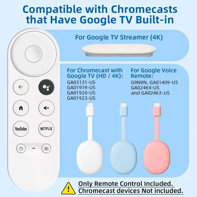 Alt view image 2 of 6 - Replacement Remote for Chromecast with Google TV Built-in. 1-Year