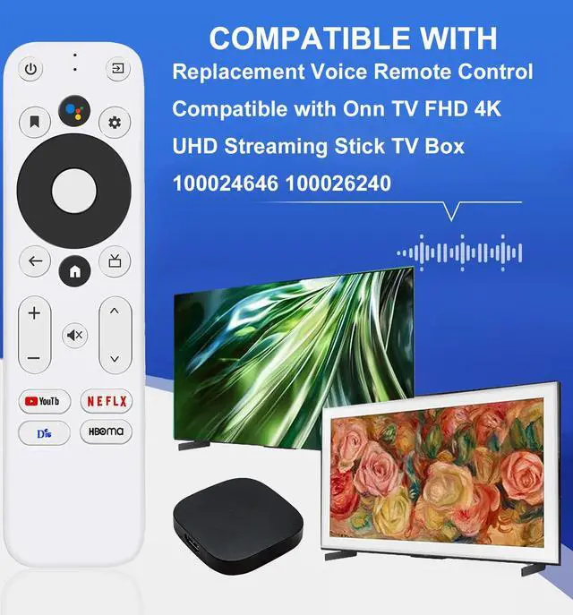 Alt view image 2 of 7 - Replacement Voice Remote Control for Onn Android TV FHD 4K UHD Streaming Stick TV Box 100024646 100026240, with Voice Function, with 4 Shortcut Buttons