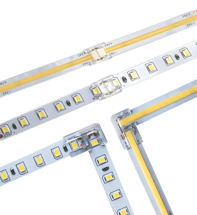 Alt view image 4 of 7 - 24Pcs 2Pin 8mm Straight & L Shape Led Strip connectors for 8mm Width COB/SMD Single Color Led Strip