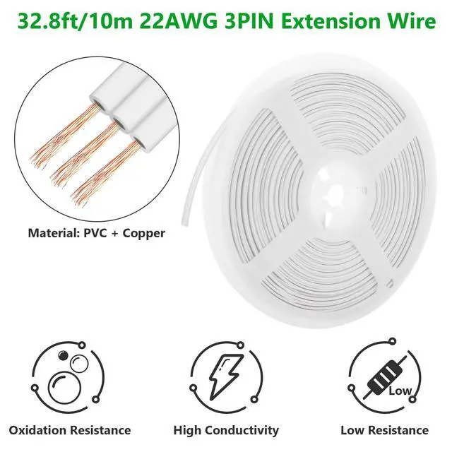 Alt view image 4 of 7 - 3Pin 8mm Disposable LED Connector Kit 20Pcs 8mm 3Pin LED Strip to Wire Connector and 32.8FT/10M Extension Wire for 8mm Wide IP20 SMD LED Light Strip WS2811 WS2812B