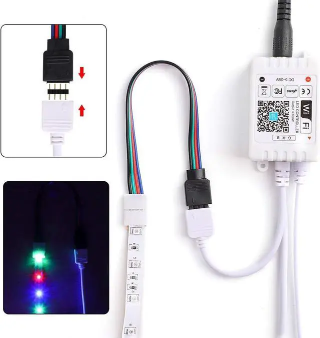 Alt view image 2 of 7 - RGB 4 Pin 8mm LED Connectors kit, 10 Pack Solderless Connectors and 8pcck Conductor Strip to Power Adaptor Strip to Controller Jumper for 8mm Wide LED Lights Strip Tape