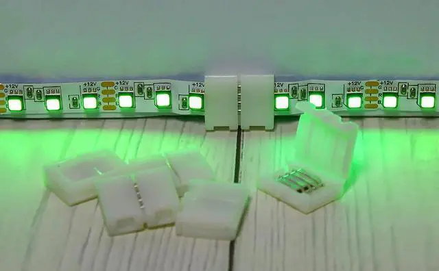 Alt view image 4 of 7 - RGB 4 Pin 8mm LED Connectors kit, 10 Pack Solderless Connectors and 8pcck Conductor Strip to Power Adaptor Strip to Controller Jumper for 8mm Wide LED Lights Strip Tape