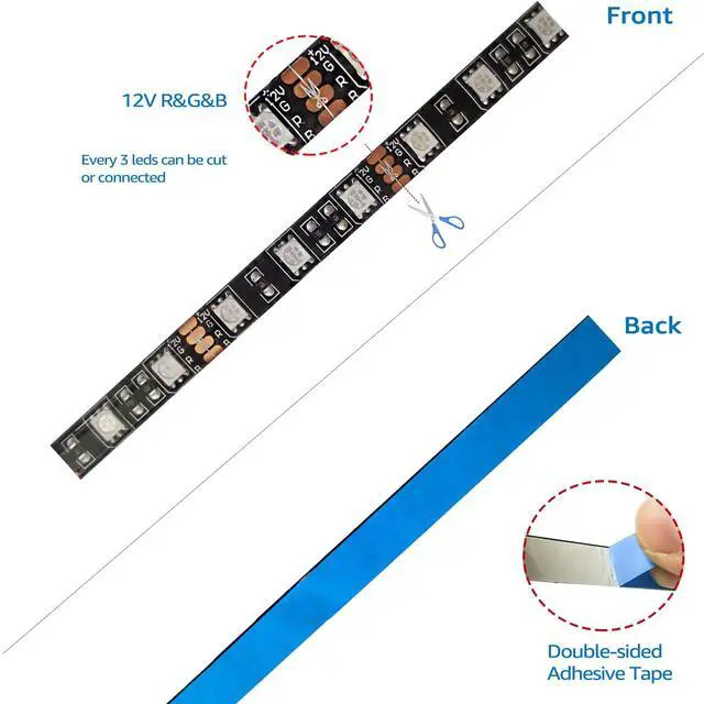 Alt view image 3 of 7 - 5M Black PCB 5050 RGB LED Strip Waterproof IP65 300 SMD Black PCB Board DC 12V Flexible Light