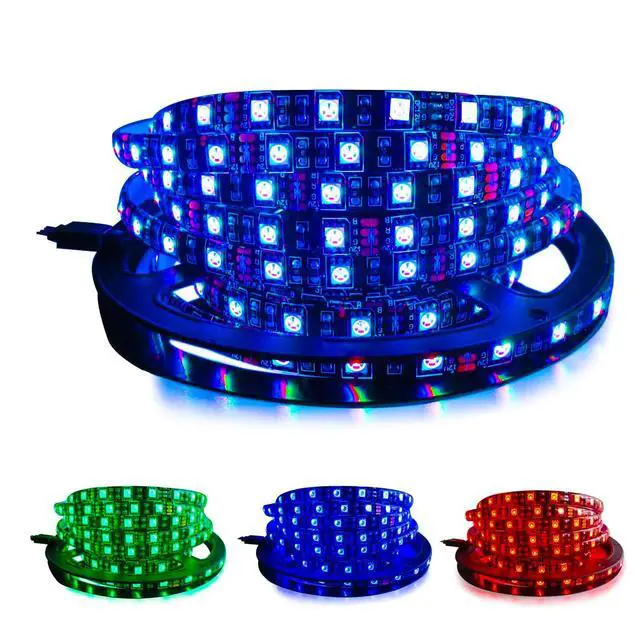 Alt view image 5 of 7 - 5M Black PCB 5050 RGB LED Strip Waterproof IP65 300 SMD Black PCB Board DC 12V Flexible Light