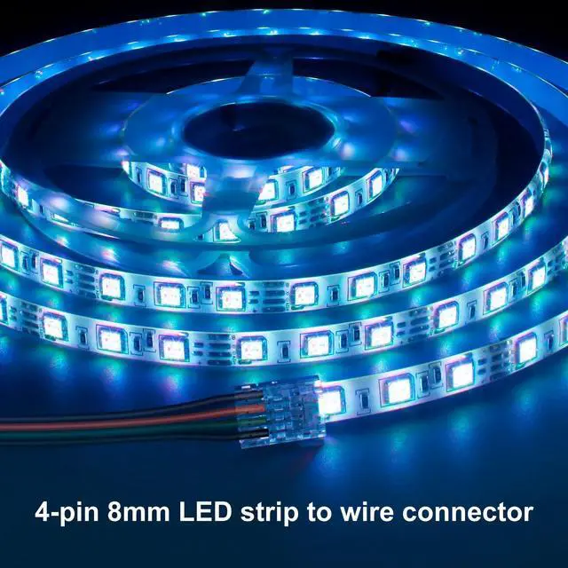 Alt view image 7 of 7 - 25Pcs 4 Pin 8mm LED Strip Connectors Gapless Solderless LED Strip to Wire Quick Connection for 8mm Wide 5050/3528 SMD RGB LED Strip Light