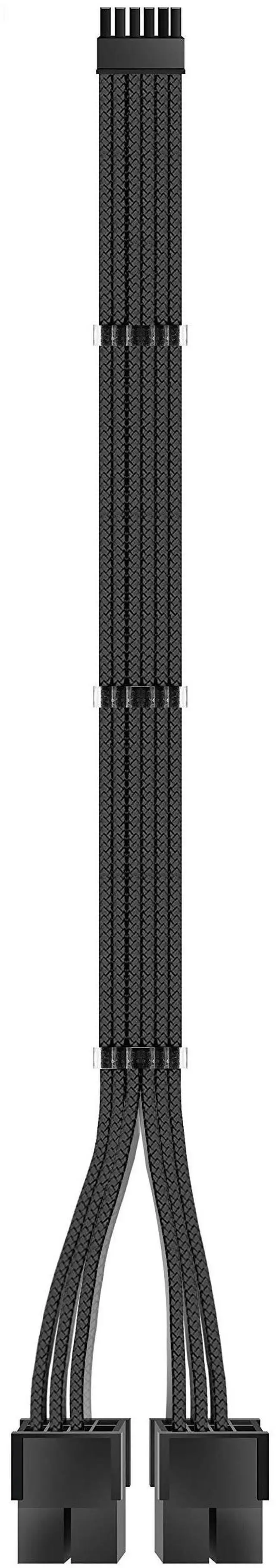 Main image of RTX 3000 Series 12 Pin to Dual 8 Pin PCIe Sleeved Extension Cable 300 MM- Connector for NVIDIA Ampere GEFORCE RTX 3060ti 3070 3080 FE Funder Edition- Black