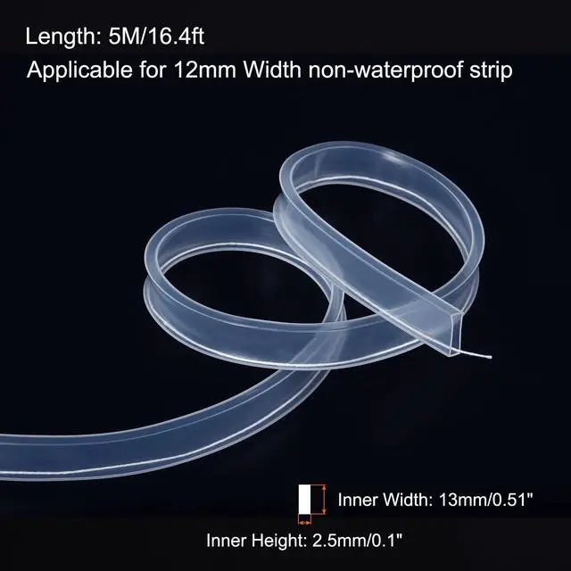 Alt view image 2 of 7 - 16.4ft Silicone Tube Sleeve, 2 Pack Flat Flexible IP67 Waterproof Protection Cover Fit RGBW/RGBWW 12mm Wide Non-Weatherproof LED Strip, Clear