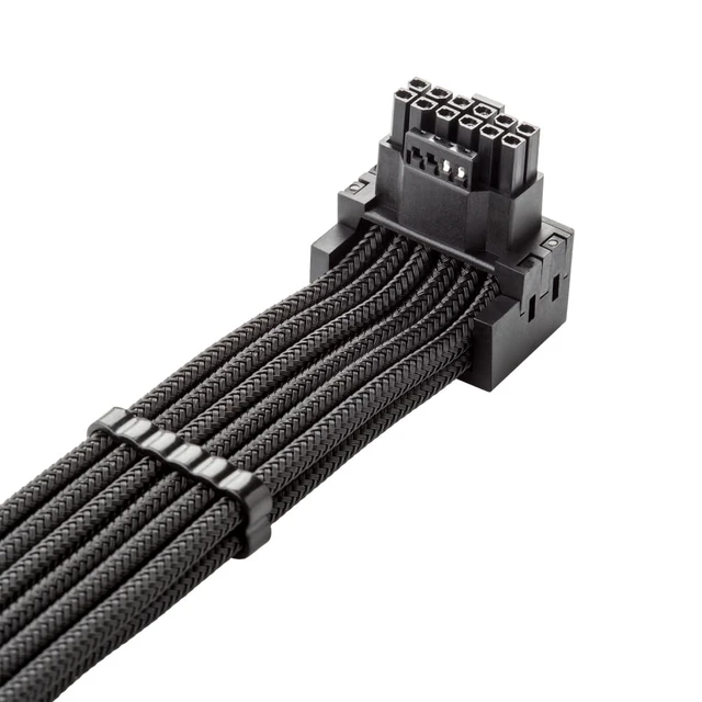 Alt view image 2 of 3 - RT-Series Pro ModMesh Sleeved 12VHPWR 90° StealthSense PCI-e Cable for ASUS/Seasonic/Phanteks - Variant A (Black, 16-pin to Triple 8-pin, 60cm)