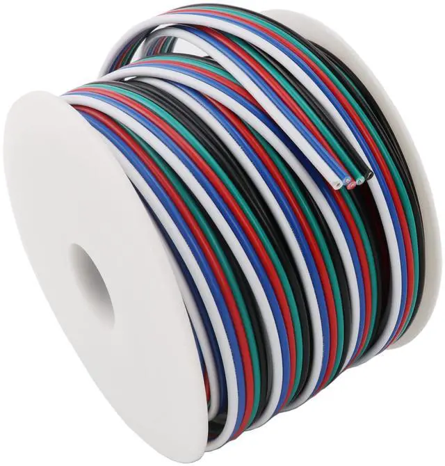 Main image of 40FT 18 Gauge RGBW LED Strip Extension Cable 18AWG 5pin 5 Color Stand Electrical Flexible Wire Extension Cord for RGBW RGBWW LED Ribbon Lamp Tape Lighting (40 Feet per Spool)