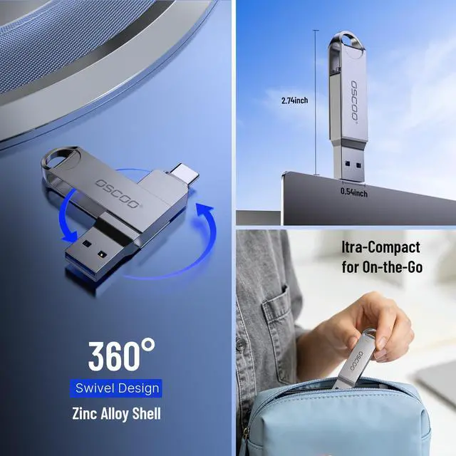 Alt view image 4 of 7 - 32GB USB Flash Drive, USB 3.1 Gen 1 Dual USB-C & USB-A Memory Stick, Portable Thumb Drive for iPhone 15/16/17, Mac, Android Phones, Tablets, Laptops, Mac, Windows Photo & Video Backup