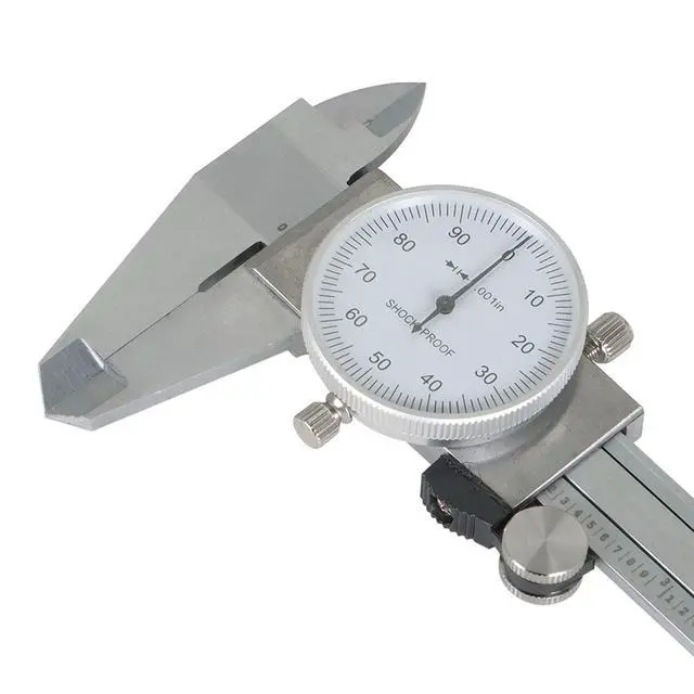 Alt view image 7 of 7 - 0-6 inch Dial Caliper Measuring Tool Imperial Stainless Steel 4-Way Dial Caliper 0.001" Shockproof with Plastic Case