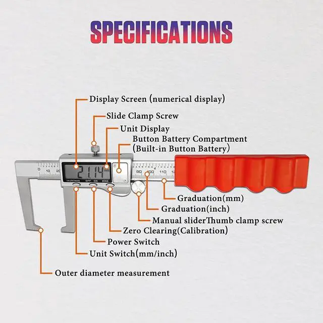 Alt view image 2 of 7 - Disc Brake Rotor Micrometer, 6 Inch Brake Rotor Caliper Measuring Tool of Inch and Millimeter Conversion Stainless Steel Electronic Vernier Caliper Auto-Off Feature Electronic Gauge with LCD Screen