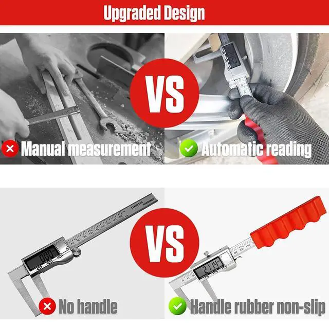 Alt view image 5 of 7 - Disc Brake Rotor Micrometer, 6 Inch Brake Rotor Caliper Measuring Tool of Inch and Millimeter Conversion Stainless Steel Electronic Vernier Caliper Auto-Off Feature Electronic Gauge with LCD Screen