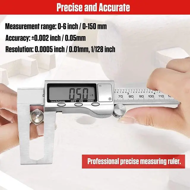 Alt view image 7 of 7 - Disc Brake Rotor Micrometer, 6 Inch Brake Rotor Caliper Measuring Tool of Inch and Millimeter Conversion Stainless Steel Electronic Vernier Caliper Auto-Off Feature Electronic Gauge with LCD Screen