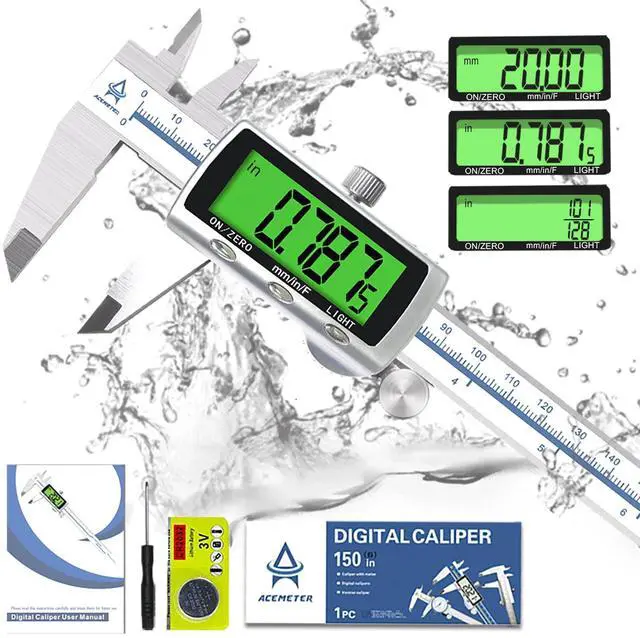 Main image of Digital Caliper Electronic Measuring Tool,Digital Vernier Caliper Inch/Millimeter/Fraction Measurement Caliper for Jewelry-Metal Metric Measure Caliper for Engineer,LCD Screen Featured Backlight