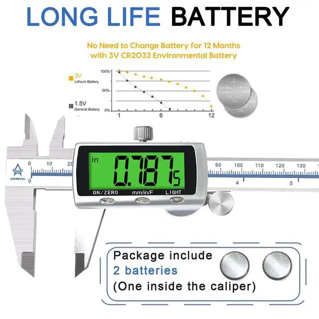 Alt view image 5 of 6 - Digital Caliper Electronic Measuring Tool,Digital Vernier Caliper Inch/Millimeter/Fraction Measurement Caliper for Jewelry-Metal Metric Measure Caliper for Engineer,LCD Screen Featured Backlight