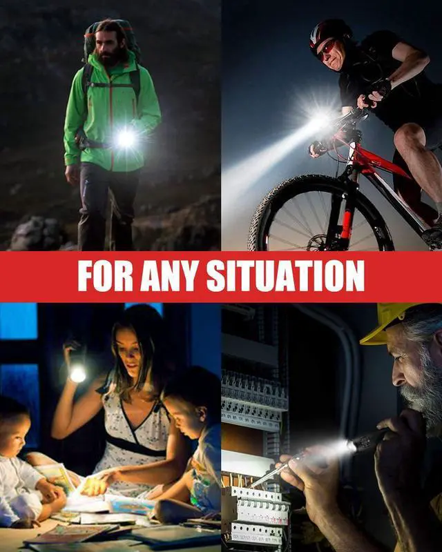Alt view image 7 of 7 - LED Flashlight 2 Pack, Bright Tactical Torch High Lumens with 5 Modes, Waterproof Zoomable Flash Light for Outdoor, Birthday Gifts for Men, Dorm Room Hiking Camping Essentials Gear for Guys