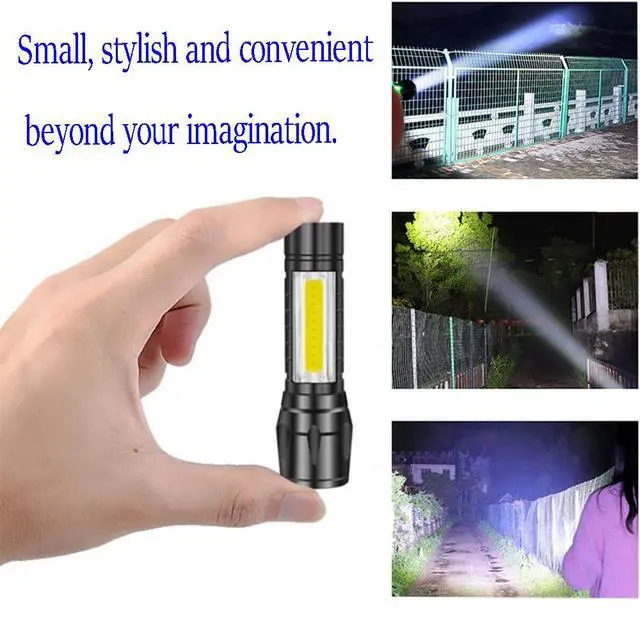 Alt view image 2 of 7 - CLEZGO Rechargeable Flashlights High Llumens LED-Mini USB Rechargeable Flashlight for Home 3 Modes Adjustable Focus Portable Waterproof Flashlight with COB Side Lights (1pack)