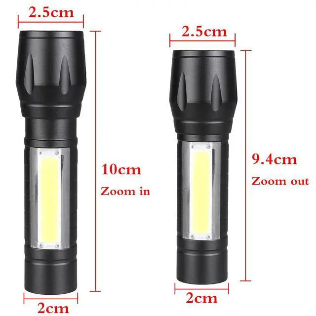 Alt view image 6 of 7 - CLEZGO Rechargeable Flashlights High Llumens LED-Mini USB Rechargeable Flashlight for Home 3 Modes Adjustable Focus Portable Waterproof Flashlight with COB Side Lights (1pack)