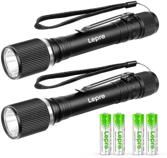 Main image of LED Mini Flashlights High Lumens with Clip, Waterproof, Energy Saving, Portable for Outdoor, Emergency, AA Batteries Included, Tactical & Camping Accessories, 2 Packs