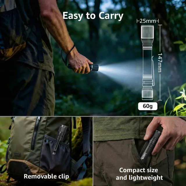 Alt view image 6 of 7 - LED Mini Flashlights High Lumens with Clip, Waterproof, Energy Saving, Portable for Outdoor, Emergency, AA Batteries Included, Tactical & Camping Accessories, 2 Packs