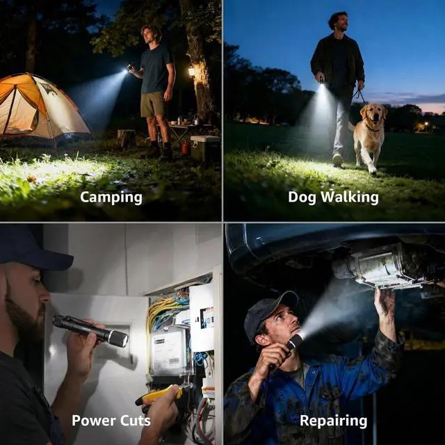 Alt view image 7 of 7 - LED Mini Flashlights High Lumens with Clip, Waterproof, Energy Saving, Portable for Outdoor, Emergency, AA Batteries Included, Tactical & Camping Accessories, 2 Packs