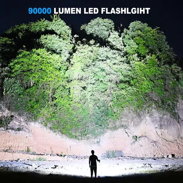Alt view image 2 of 7 - Rechargeable LED Flashlights High Lumens 2 Pack, 90000 Lumen Super Bright Flashlight, 7 Modes with COB Work Light, IPX7 Waterproof Powerful Flash Light for Home, Camping, Emergencies