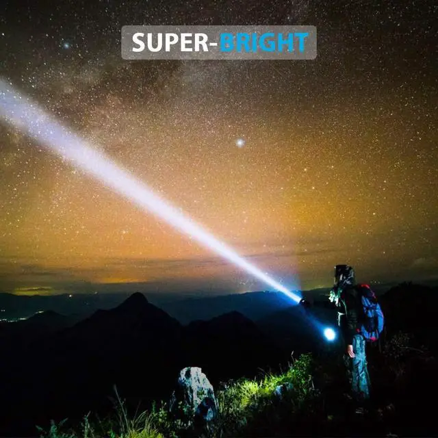 Alt view image 2 of 7 - Rechargeable Flashlight, Pocket-Sized Torch with Super Bright High Lumens LED, Water Resistant, Zoomable, LED Tactical Flashlights with Clip, 4 Modes for Camping Hiking and Emergency(2 Pack)