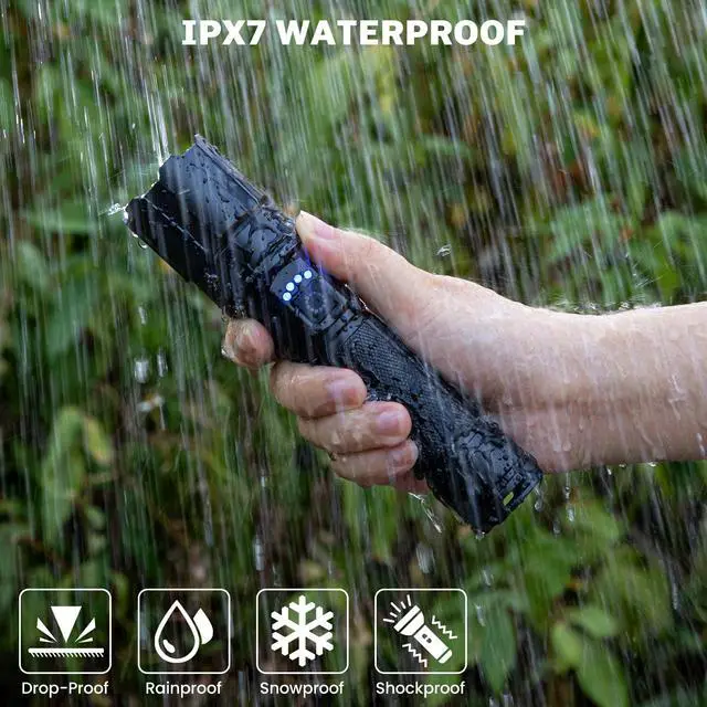 Alt view image 7 of 7 - Rechargeable Flashlights 99000 High Lumens, Super Bright LED Flashlight with 15H+ Runtime, 5 Modes IPX7 Waterproof Powerful Handheld Light for Power Outages, Camping, Gifts for Men 2 Pack