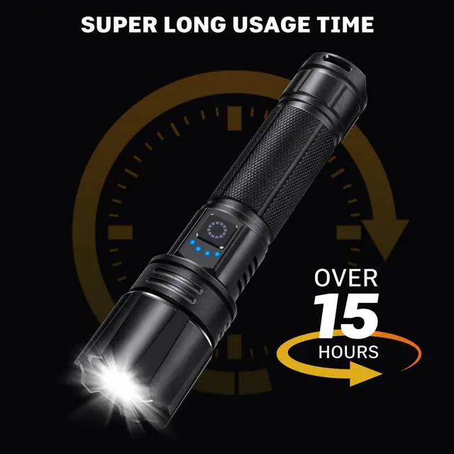 Alt view image 6 of 7 - Rechargeable Flashlights 99000 High Lumens, Super Bright LED Flashlight with 15H+ Runtime, 5 Modes IPX7 Waterproof Powerful Handheld Light for Power Outages, Camping, Gifts for Men 2 Pack