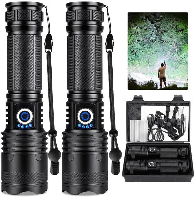 Main image of Rechargeable Flashlights 99000 High Lumens 2 Pack, Led Super Bright Flashlight with 5 Modes & IPX7 Waterproof, 15H Running Time, High Powered Flash Light for Home Camping Home Emergencies