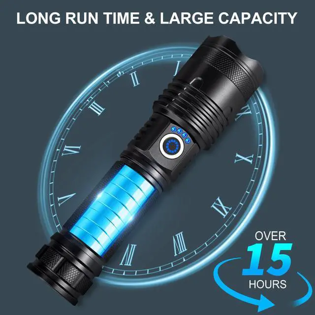 Alt view image 3 of 7 - Rechargeable Flashlights 99000 High Lumens 2 Pack, Led Super Bright Flashlight with 5 Modes & IPX7 Waterproof, 15H Running Time, High Powered Flash Light for Home Camping Home Emergencies