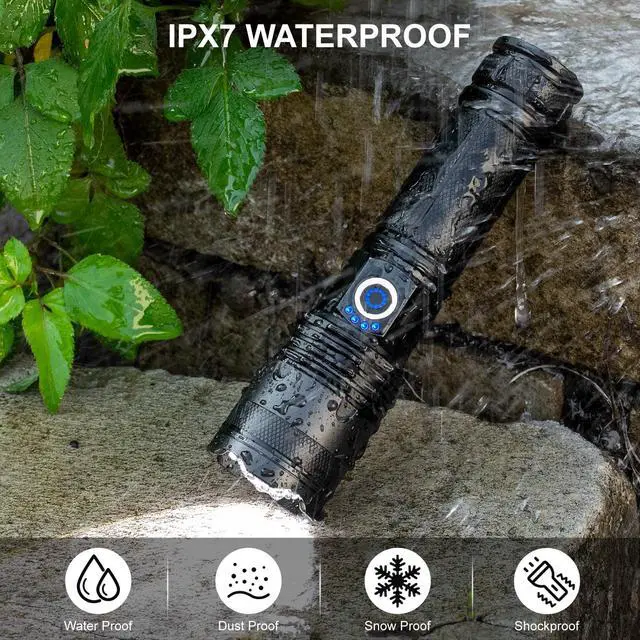 Alt view image 7 of 7 - Rechargeable Flashlights 99000 High Lumens 2 Pack, Led Super Bright Flashlight with 5 Modes & IPX7 Waterproof, 15H Running Time, High Powered Flash Light for Home Camping Home Emergencies
