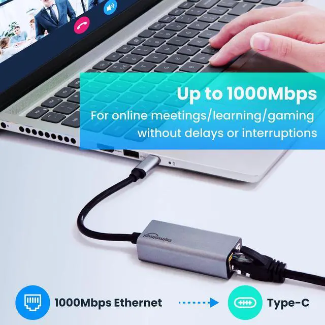 Alt view image 2 of 7 - USBC Ethernet Adapter 2 Pack,2Pcs TypeC to RJ45 Ethernet Gigabit Network Adapter Compatible with Windows, MacOS, Linux, and More TypeC to RJ45 with 1000MBPS (2*USB C to RJ45)
