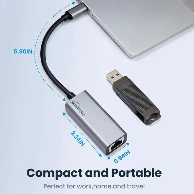 Alt view image 6 of 7 - USBC Ethernet Adapter 2 Pack,2Pcs TypeC to RJ45 Ethernet Gigabit Network Adapter Compatible with Windows, MacOS, Linux, and More TypeC to RJ45 with 1000MBPS (2*USB C to RJ45)