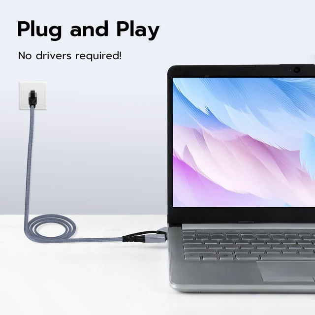 Alt view image 5 of 7 - 2 in 1 USB C to Ethernet Cable 6.6ft, RJ45 Gigabit LAN for Laptop | USB to Ethernet Cable with Nylon Braid and Aluminum Housing, No Drivers Needed, Data Only, for MacBook and for iPad