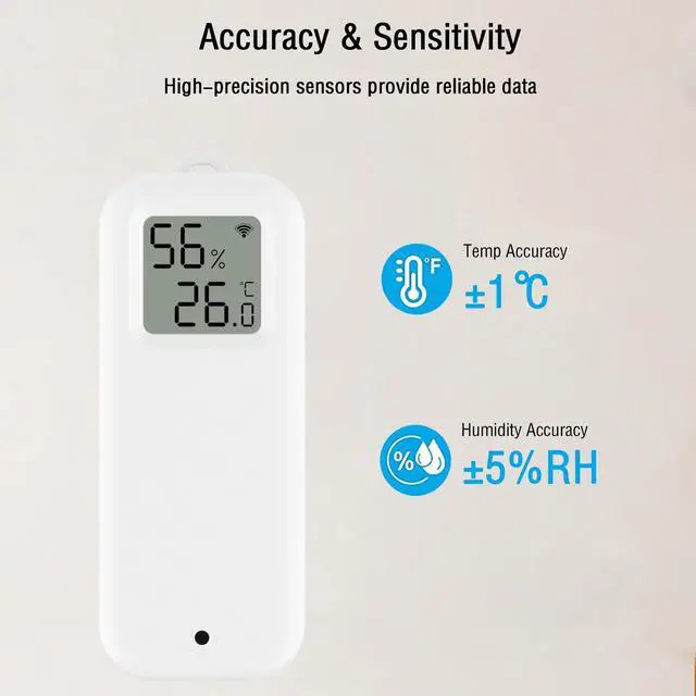Alt view image 6 of 7 - WLAN Thermometer Hygrometer Sensor, Wireless Smart Temperature and Humidity Digital Display Monitor, with Remote App Notification Alert for Home, Greenhouse(1pack)