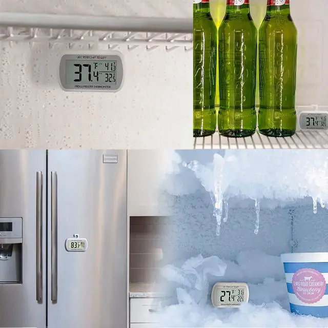 Alt view image 7 of 7 - 2 Pack Waterproof Digital Refrigerator Thermometer Large LCD, Freezer Room Thermometer with Magnetic Back, No Frills Easy to Read