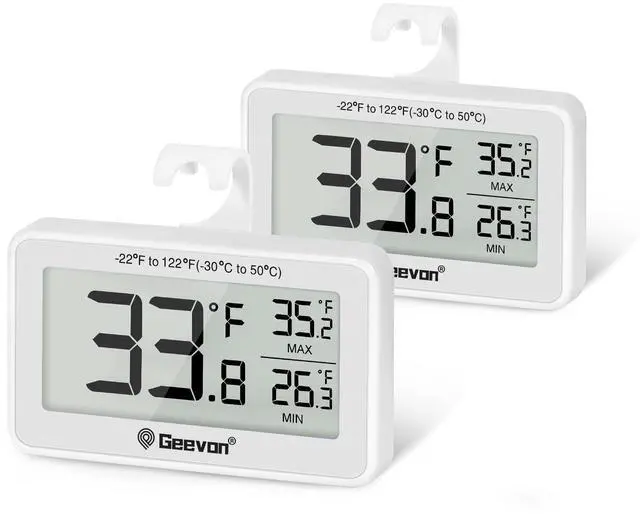 Main image of 2 Pack Refrigerator Thermometer Digital Fridge Thermometer IP65 Waterproof with Large LCD Display,Max/Min Record Function,Magnetic Back,for Fridge,Freezer Scenarios